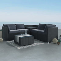 6PCS Outdoor Modular Lounge Sofa Coogee-Black - ElectronX Plus