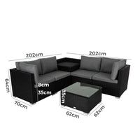 6PCS Outdoor Modular Lounge Sofa Coogee-Black - ElectronX Plus