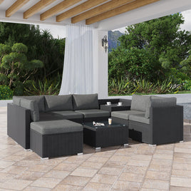 Large Modular Outdoor Ottoman Lounge Set in Black - ElectronX Plus