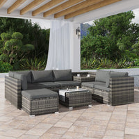 Large Modular Outdoor Ottoman Lounge Set in Grey - ElectronX Plus