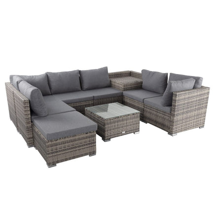 Large Modular Outdoor Ottoman Lounge Set in Grey - ElectronX Plus