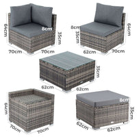 Large Modular Outdoor Ottoman Lounge Set in Grey - ElectronX Plus