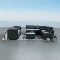 8PCS Outdoor Furniture Modular Lounge Sofa Lizard-Black - ElectronX Plus