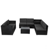 8PCS Outdoor Furniture Modular Lounge Sofa Lizard-Black - ElectronX Plus