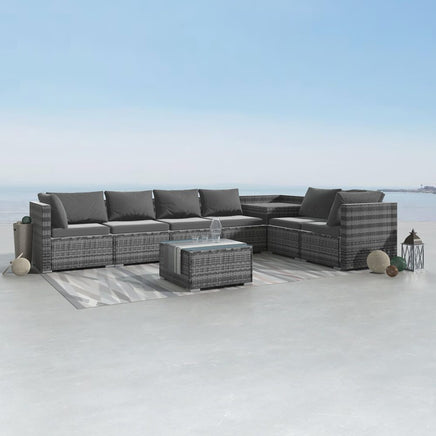 8PCS Outdoor Furniture Modular Lounge Sofa Lizard-Grey - ElectronX Plus