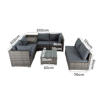 8PCS Outdoor Furniture Modular Lounge Sofa Lizard-Grey - ElectronX Plus