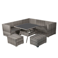 8PC Outdoor Dining Set Wicker Table &amp; Chairs-Grey - ElectronX Plus