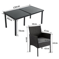 Outdoor Minimalist Black Wicker 6-Seater Dining Set - ElectronX Plus