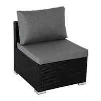 7PC Outdoor Wicker Loveseat Setting with Storage Corner (Black) - ElectronX Plus