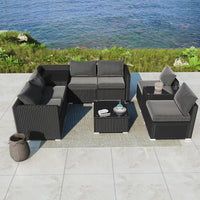 Modular Outdoor Lounge Set-9pcs Sofa, Armchairs and Coffee Table - ElectronX Plus