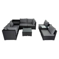 Modular Outdoor Lounge Set-9pcs Sofa, Armchairs and Coffee Table - ElectronX Plus