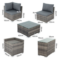 Modular Outdoor Lounge Set-9pcs Sofa, Armchairs and Coffee Table - ElectronX Plus