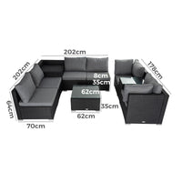 Modular Outdoor Lounge Set-9pcs Sofa, Armchairs and Coffee Table - ElectronX Plus