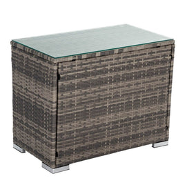 Grey Wicker End Table - ElectronX Plus