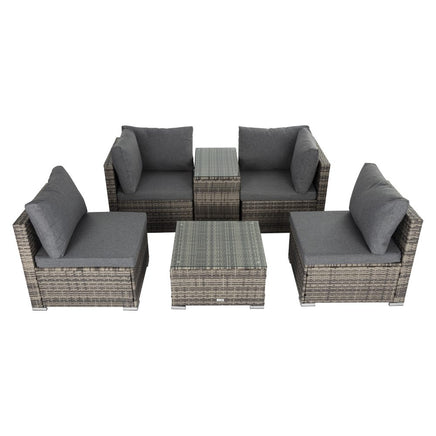 Outdoor Modular Lounge Sofa with Wicker End Table Set - ElectronX Plus