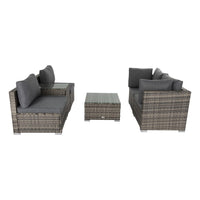 Outdoor Modular Lounge Sofa with Wicker End Table Set - ElectronX Plus