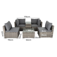 Outdoor Modular Lounge Sofa with Wicker End Table Set - ElectronX Plus