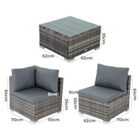 Outdoor Modular Lounge Sofa with Wicker End Table Set - ElectronX Plus