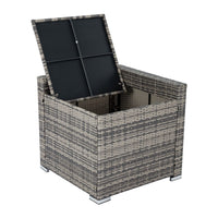 7PC Outdoor Wicker Lounge with Storage Corner (Grey) - ElectronX Plus