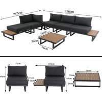 Modern Outdoor 7 Piece Lounge Set with Slatted Polywood Design Tables - ElectronX Plus