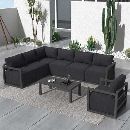 Alfresco 7-Seat Garden Lounge Set – Charcoal Grey - ElectronX Plus