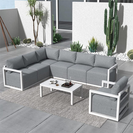 Alfresco 7-Seat Garden Lounge Set – Charcoal Grey - ElectronX Plus