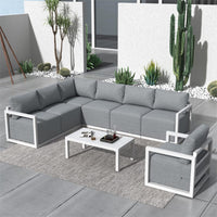 Alfresco 7-Seat Garden Lounge Set – White - ElectronX Plus