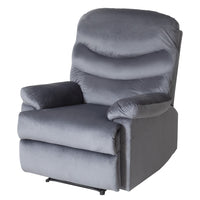 Wide Manual Single Recliner Sofa-Velvet Grey - ElectronX Plus