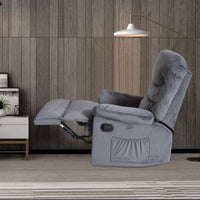 Wide Manual Single Recliner Sofa-Velvet Grey - ElectronX Plus