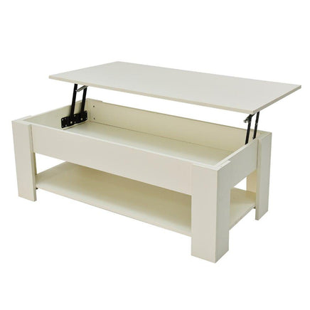 Lift Up Coffee Table with Storage-White - ElectronX Plus