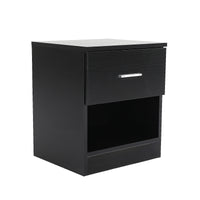 Bedside Table Side Storage Cabinet Nightstand Bedroom 1 Drawer 1 Shelf ELLA - BLACK - ElectronX Plus