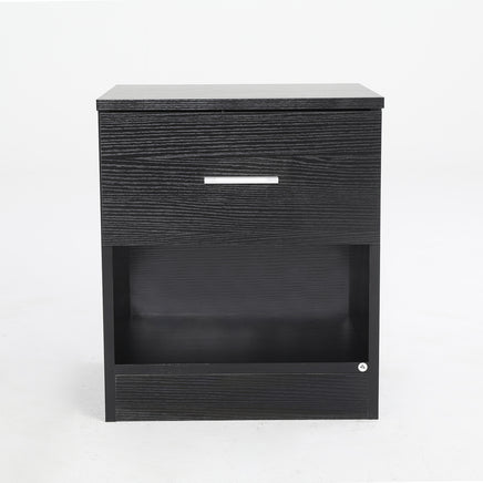 Bedside Table Side Storage Cabinet Nightstand Bedroom 1 Drawer 1 Shelf ELLA - BLACK - ElectronX Plus