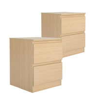 2X Bedside Table Side Storage Cabinet Nightstand Bedroom 2 Drawer JOSS OAK - ElectronX Plus