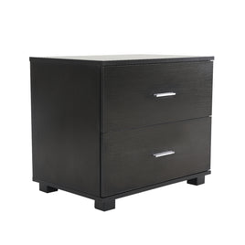 Bedside Table Side Storage Cabinet Nightstand Bedroom 2 Drawer Legs ETTA BLACK - ElectronX Plus