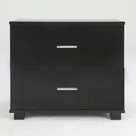 Bedside Table Side Storage Cabinet Nightstand Bedroom 2 Drawer Legs ETTA BLACK - ElectronX Plus