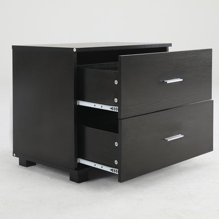 Bedside Table Side Storage Cabinet Nightstand Bedroom 2 Drawer Legs ETTA BLACK - ElectronX Plus