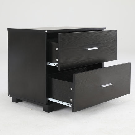 Bedside Table Side Storage Cabinet Nightstand Bedroom 2 Drawer Legs ETTA BLACK - ElectronX Plus