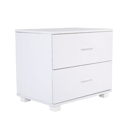 Bedside Table Side Storage Cabinet Nightstand Bedroom 2 Drawer Legs ETTA WHITE - ElectronX Plus