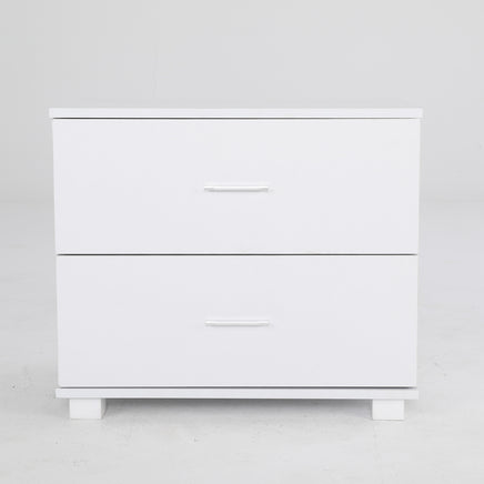 Bedside Table Side Storage Cabinet Nightstand Bedroom 2 Drawer Legs ETTA WHITE - ElectronX Plus