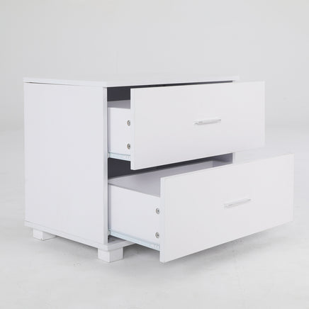 Bedside Table Side Storage Cabinet Nightstand Bedroom 2 Drawer Legs ETTA WHITE - ElectronX Plus