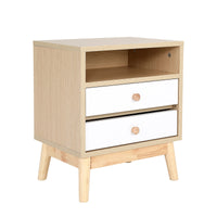 Bedside Table Side Storage Cabinet Nightstand Bedroom 2 Drawer ANYA OAK - ElectronX Plus