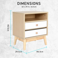 2X Bedside Table Side Storage Cabinet Nightstand Bedroom 2 Drawer ANYA OAK - ElectronX Plus