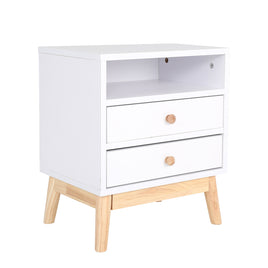 Bedside Table Side Storage Cabinet Nightstand Bedroom 2 Drawer ANYA - WHITE - ElectronX Plus