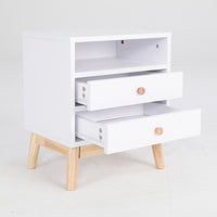 2X Bedside Table Side Storage Cabinet Nightstand Bedroom 2 Drawer ANYA - WHITE - ElectronX Plus