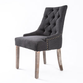 French Provincial Dining Chair Oak Leg AMOUR BLACK - ElectronX Plus