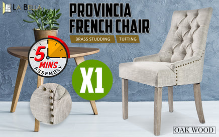 French Provincial Dining Chair Oak Leg AMOUR CREAM - ElectronX Plus