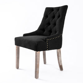 French Provincial Dining Chair Oak Leg AMOUR DARK BLACK - ElectronX Plus