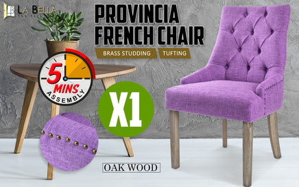 French Provincial Dining Chair Oak Leg AMOUR VIOLET - ElectronX Plus