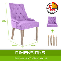 French Provincial Dining Chair Oak Leg AMOUR VIOLET - ElectronX Plus