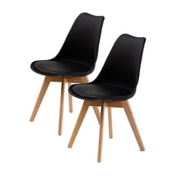 2X Retro Dining Cafe Chair Padded Seat BLACK - ElectronX Plus